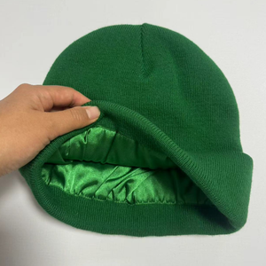 Custom Jacquard Logo and Satin <b>Lined</b> Inside Knitted Hat for Beach Wear Digital Printing Common Fabric Feature for Unisex - Product Image 5