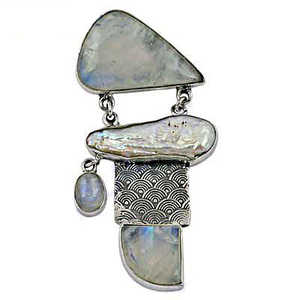 Collar con Colgante de Platino, Oro Rosa de 14K y Plata 925 con Piedra Lunar, Circonita, Diamante, Perla y Baño de Rodio - Joyería de Regalo para Mujer - Product Image 1