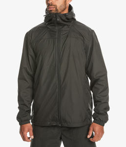 Veste coupe-vent décontractée pour homme, personnalisée, noire, 100% coton, toile, col montant, fermeture éclair, automne, à capuche - Product Image 1