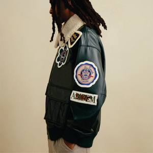 Fabrication sur mesure 100% blouson d'aviateur en cuir véritable surdimensionné avec patchs en chenille Adidem Asterisks - Product Image 3