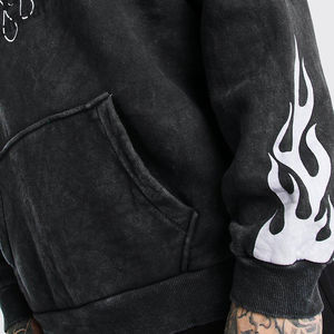 <b>Top</b> High Quality Vintage Stone Acid Wash Hoodies Custom Logo Green Paint Splatter Quick Dry Breathable <b>Distressed</b> Men Hoodie - Product Image 5