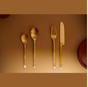 Juego de cubiertos de diseño fantástico, utensilios de cocina de latón, juego de cubiertos de 8 acero con espejo para uso en el hogar, hoteles y restaurantes - Product Image 4