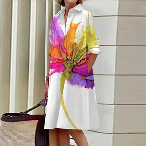 Producto nuevo de otoño 2025, <span class=keywords><strong>vestido</strong></span> Midi de manga larga con cuello de camisa estampado de <span class=keywords><strong>lunares</strong></span> a la moda y elegante - Product Image 5