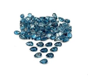 Topacio azul de Londres natural corte de pera lote de piedras preciosas sueltas 3*5 MM Topacio Azul de Londres genuino rico azul océano - Product Image 4