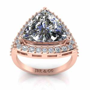 Anillo de Compromiso de Plata de Ley 925 Chapado en Oro Rosa con Piedra de Circonita Cúbica con Corte Trillón de Lujo, el Más Vendido, Ideal para Bodas - Product Image 2
