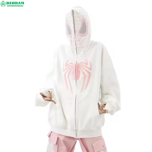Sweat à capuche zippé intégral décontracté en molleton 100 % coton de qualité supérieure, coupe classique, style tendance pour l'hiver - Product Image 3