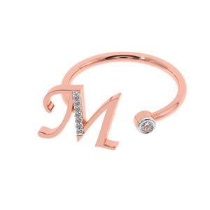 แหวนเพชรแท้ RARE DIAMOND ตัวอักษร M แบบสั่งทำพิเศษ ทอง 14K/18K เพชรทรงบริลเลียนต์ ผลิตในห้องปฏิบัติการ แหวนเพชรตัวอักษรเรียบหรู ปรับแต่งได้ ของขวัญสุดพิเศษสำหรับเธอ - Product Image 6