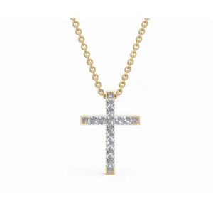 Refined Aurelian <b>Cross</b> Lab Grown Diamond Pendant Round Cut 0.200 Ct 9 KT 14 KT 18 KT Gold Wholesale OEM Fine Jewelry Supplier - Product Image 5