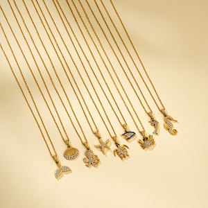 Nuovo Design placcato oro 18k collana serie mare in acciaio inox conchiglia granchio ciondolo collana per donne gioielli di lusso regalo - Product Image 3