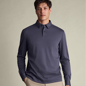 T-shirts pour hommes à manches longues, coupe classique, 100% coton éponge, uni, mauve foncé, vente en gros, t-shirts personnalisés pour hommes, faible MOQ - Product Image 3