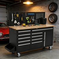 Coffre à outils roulant de 61 pouces, 10 tiroirs, établi de garage, armoire à outils en métal robuste avec roues