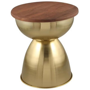 Table d'appoint en fer et bois au design haut de gamme, idéale pour un décor moderne et vintage qui met en valeur l'esthétique de la maison ou du bureau - Product Image 1