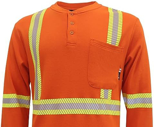 Camisa de construcción de manga larga naranja para hombre, tiras reflectantes de seguridad resistentes al fuego y soldadura, botón frontal, ropa de seguridad para el trabajo - Product Image 5