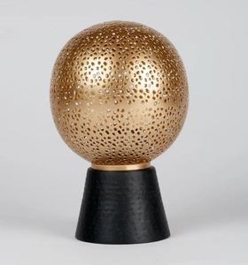 Quemador de Incienso y Mubakhara de Metal de Alta Calidad con Forma de Bola Redonda en Acabado Dorado y Negro de 11x17x25 cm para Uso Religioso - Product Image 1