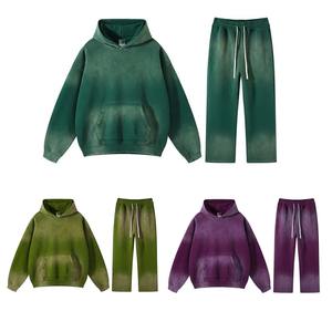 Conjunto Deportivo de Invierno Personalizado, 100% Algodón Felpa, con Capucha, Ecológico, Unisex, Estilo Vintage, Lavado Ácido, Desgastado - Product Image 1