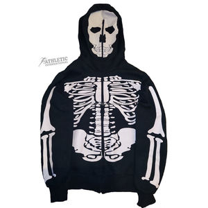 <b>Men</b> 2025 Streetwear Custom <b>Black</b> full face skull Designs <b>hoodies</b> <b>Zip</b> <b>up</b> Puffer Zipper Jackets - Product Image 2