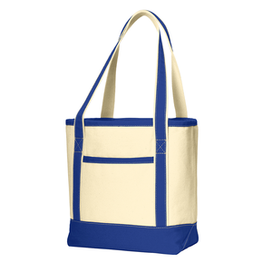 Durable Daily <b>Medium</b> Cotton Canvas Tote <b>Bags</b> Two-Tone Design Letters Long Zipper Eco-Friendly Reusable Advertising <b>Gift</b> - Product Image 3