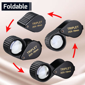 Chất lượng cao 20x Độ phóng đại đồ trang sức công cụ quang Triplet ống kính 18 mét foldaway Thiết kế kim loại cơ thể đen Loupe - Product Image 6