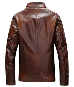 Chaqueta de Cuero Marrón para Hombre con Forro de Piel, Precio al por Mayor, Chaqueta de Cuero Genuino a la Moda, Chaqueta de Cuero con Piel Estilo Urbano - Product Image 2
