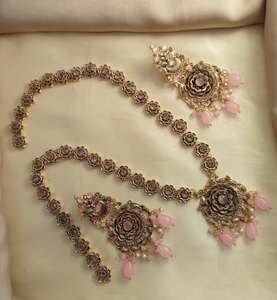 Conjunto de collar geométrico de Color dorado de lujo para mujer, Gargantilla Vintage de cristal, collar nupcial para boda, conjunto de pendientes, joyería india de moda - Product Image 4