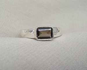 Anillo de Plata de Ley 925 con Cuarzo Ahumado, Anillo de Piedra de Nacimiento de Cuarzo Cristalino, Anillo de Gema Natural, Regalo, Accesorios de Moda - Product Image 6