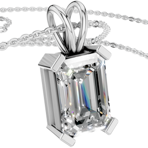 Collier pendentif en moissanite taille émeraude de 2 carats, or 14 carats, quatre griffes, bijoux fins pour femmes, cadeau de fête, mariage, directement de l'usine - Product Image 4