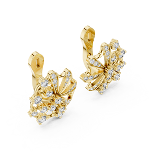 14K Gold Russian Lock <b>Hoop</b> <b>Earring</b> Floral Cluster Lab Grown Diamond <b>Earrings</b> Round Cut Diamond 0.80 CTW DEF VVS for Women Gifts - Product Image 4