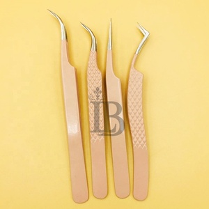 Nouvelles pinces à cils pour extensions, pinces à cils plats en vison, pinces courbées de haute qualité, en acier inoxydable, logo personnalisé disponible. - Product Image 1