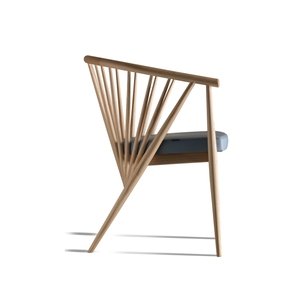 Silla de Comedor Moderna con Brazos, Estructura de Madera de Teca Maciza y Cojín para Uso en Interiores/Exteriores - Product Image 6