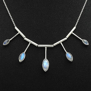 <b>Hand</b> Crafted Luxury Birthstone Necklace Natural Moonstone 925 Sterling Silver July Birthstone Designer Necklace Gift for Her OEM - Product Image 2
