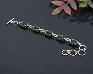 Handmade 925 Sterling <b>Silver</b> Tennis Shape Chrome Diopside Luxury GIA Certified Unisex Green Gemstone Solitaire <b>Bracelet</b> Jewelry - Product Image 6
