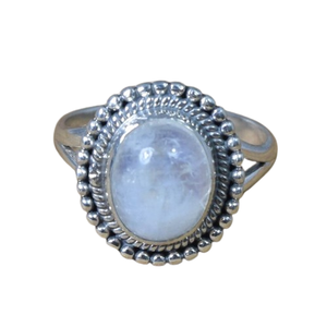 Bague faite à la main 925 argent Sterling massif meilleure qualité bague Design naturel bleu feu arc-en-ciel pierre de lune 925 timbre bijoux faits à la main - Product Image 1