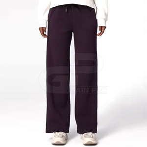 Pantalones Jogger de cintura elástica para mujer, pantalones ligeros de algodón suave para uso diario, pantalones formales de pierna ancha para mujer - Product Image 1