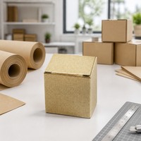 Boîte d'expédition pliable en carton kraft brun avec logo personnalisé, emballage en gros, carton à extrémités droites