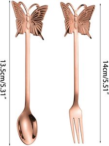 Copper Butterfly Shape Coffee Spoons Fruit <b>Forks</b> Tableware <b>Dessert</b> Spoons For Stirring Ice Cream Small <b>Dessert</b> Spoons - Product Image 5
