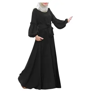 2024设计穆斯林阿巴亚女士批发丝绸面料土耳其迪拜伊斯兰阿巴亚连衣裙户外时装
