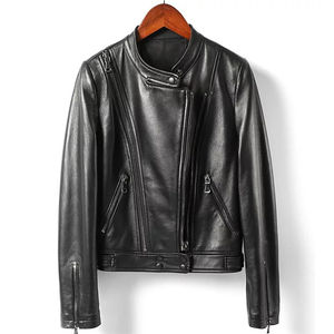 Chaqueta de Motera de Piel de Oveja para Mujer al por Mayor, Estilo Europeo, Ajuste Delgado, Tejida, Ecológica, Reversible, Diseño con Logotipo Personalizado - Product Image 1