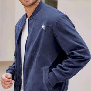 2024 O-Neck Nylon Bomber <b>Jacket</b> for Men High Quality <b>Smart</b> Casual Top Zipper Closure Winter Wear Spring Canvas Fabric New Plain - Product Image 3