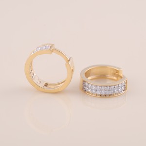 IGI Certified Lab Grown Diamond Wide Pavé Hoop <b>Earrings</b> 14K Yellow / White / Rose Gold Chunky Huggie <b>Earrings</b> for Women - Product Image 2