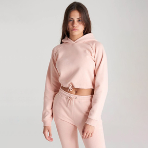 Nuevo estilo, ropa informal, sudaderas para mujer, mangas extragrandes completas, Sudadera con capucha corta con cordón a juego para mujer - Product Image 3