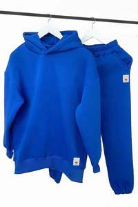 ชุดวอร์มแฟชั่นสำหรับฤดูหนาวชุดวิ่งขนแกะสีพื้นมีซิปไซส์ใหญ่กางเกงลำลองมีซิป - Product Image 4