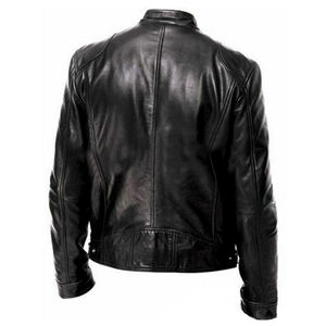 Veste coupe-vent tendance décontractée d'hiver en cuir de vachette durable imperméable à l'eau, motif brodé de lettres - Product Image 2