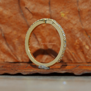 Anillo de compromiso minimalista de media eternidad con diamantes cultivados en laboratorio de 0.5 CTW, corte brillante, oro amarillo, regalo de aniversario, fiesta, IGI - Product Image 2