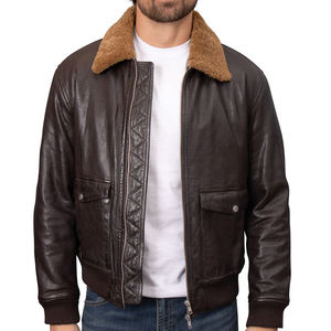 Veste en cuir véritable avec poches zippées, décontractée, pour homme, best-seller, vêtements de mode, manches longues, vestes en cuir pour homme - Product Image 5