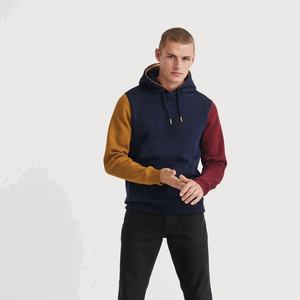 Sweat-shirt à capuche décontracté pour homme, printemps, automne, hiver, en polaire, avec cordon de serrage, poche kangourou contrastante, doublure polyester/coton - Product Image 2