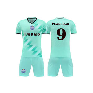 Personalizado azul real impreso fútbol uniforme Tailandia transpirable fútbol Jersey 100% poliéster cuello en V media manga estiramiento secado rápido - Product Image 1