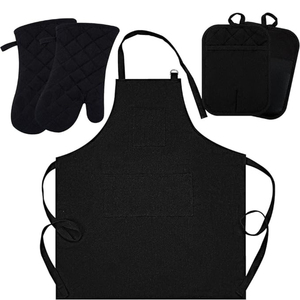 Tabliers de cuisine unisexes en polyester avec logo personnalisé, tabliers de cuisine à manches courtes pour chef, serveur, tabliers de couleur unie pour restaurant, bar - Product Image 1