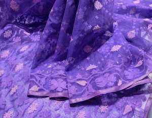 Nueva llegada Deshi Dhakai púrpura Jamdani Sharee calidad de exportación para mujeres JAMDANI tela rojo verde dorado cielo azul de Bangladesh - Product Image 1