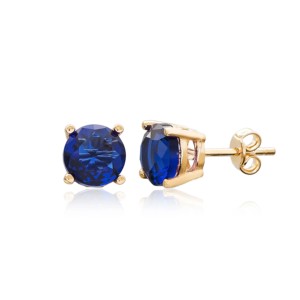 Sapphire Stone Solitaire <b>Stud</b> <b>Silver</b> Earring Turkish Handmade Wholesale 925 Sterling <b>Silver</b> for Woman Jewelry - Product Image 1