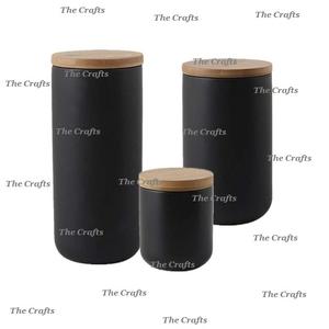 Conteneurs en métal doré avec couvercle en bois, forme personnalisée, ustensiles de cuisine, conteneur de stockage pour sucre, thé, café en Inde - Product Image 4